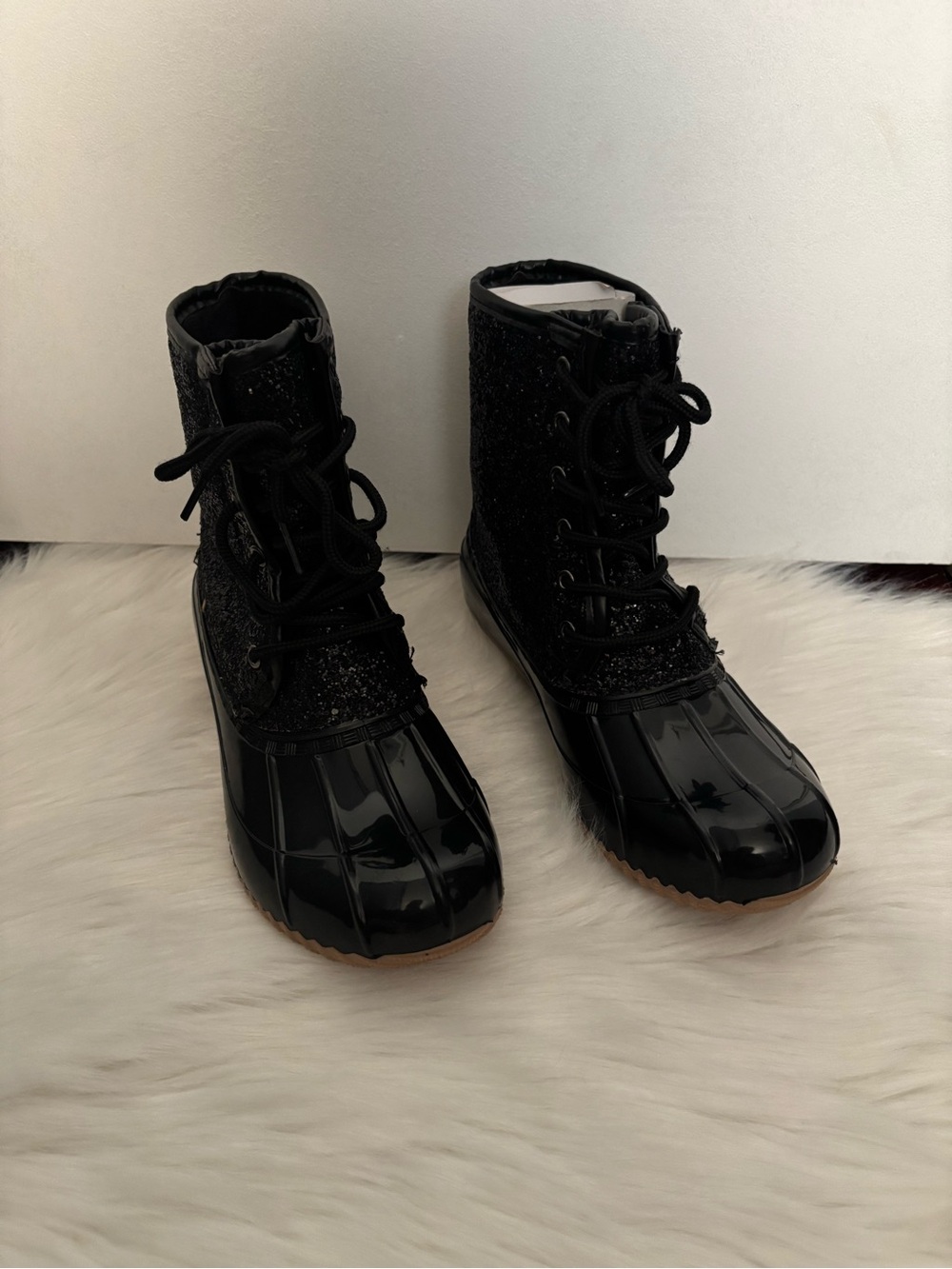 Sugar Black Lace-Up Women's Winter Duck Boots